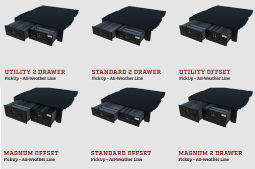 TruckVault Silverado/Sierra Pickup Truck All-Weather Series Storage System with 2 Drawers, Choose 6-10 inches Height, Includes Folding T-Handle Compression Keyed Locks, Dividers (2 Short & 2 Long), LINE-X Sprayed Coating, Weatherproof